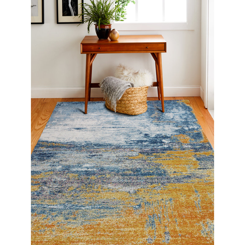 Wrought Studio Heilman Blue/Tangerine Area Rug & Reviews Wayfair
